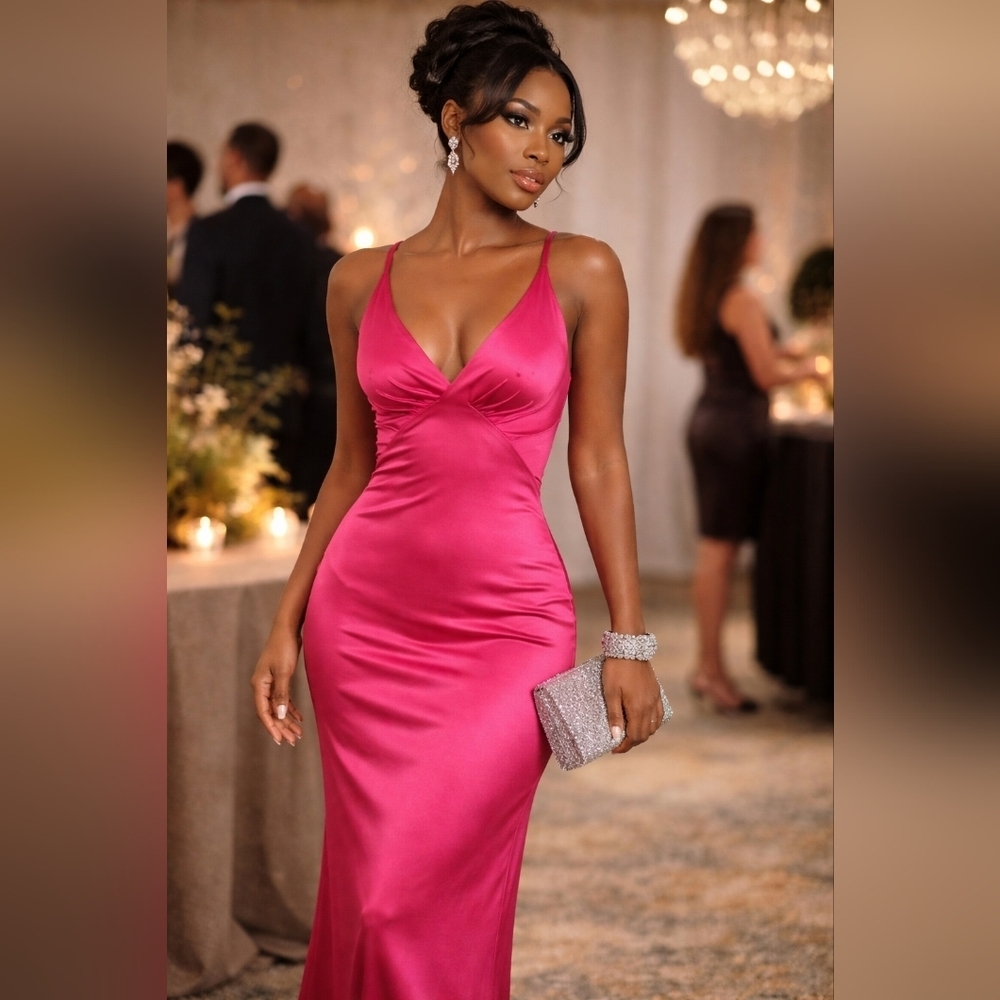 NWT House Of Harlow 1960Pink Maxi Slip Dress, size Large